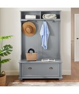 Coastal Hall Tree Bench with Storage &amp; Shoe Cabinets - Gray - $189.99