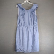 J Crew Blue Cotton Ruffle Dress Sz 14 Sleeveless KneeLength Peasant Cott... - $25.00
