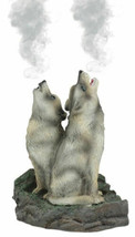 Ebros Howling Twin Gray Wolves Incense Burner Figurine 5.5 Inch Tall - £26.45 GBP