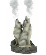 Ebros Howling Twin Gray Wolves Incense Burner Figurine 5.5 Inch Tall - £26.14 GBP