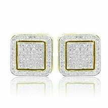 1.6Ct Diamond Pave Set Women&#39;s Screw Back Stud Earrings 10k Yellow Gold Over - £67.25 GBP
