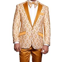 Men Insomnia Manzini Blazer Stage Performer Singer Prom MZN139 Gold Lace Model image 2