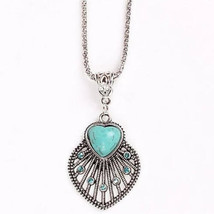 Peacock Heart Turquoise Token Of Love Pendant And Antique silver style Necklace - £13.62 GBP