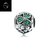 Shamrock Lucky Clover Irish Green Bead Charm Genuine Sterling Silver 925 Family - $22.11