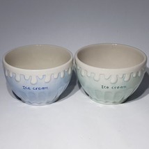 Set of 2 VTG J.M. Smucker Company Blue Green Ceramic Ice Cream Bowls Dri... - $12.95