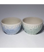 Set of 2 VTG J.M. Smucker Company Blue Green Ceramic Ice Cream Bowls Dri... - £10.17 GBP