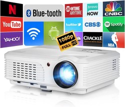 WiFi Bluetooth Home Projector HD 1080P Native Bluetooth Outdoor Movie Projectors - £120.39 GBP