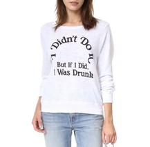 Wildfox Womens Top I Didn&#39;t Do It Long Sleeve White Size Xs - £30.63 GBP