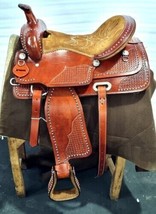 Western saddle 16&quot;- on Eco-leather buffalo Chestnut colour with drum dye finish - $599.00