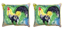 Pair of Betsy Drake Bantam Rooster Small Pillows 11X 14 - £55.25 GBP