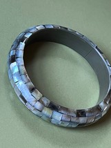 Segmented Abalone &amp; Plastic Bangle Bracelet - 2 and 5/8th’s inches across inside - $11.83