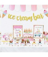 Sundae Sparkle: Ice Cream Bar Decor Kit - Glitter Banner, Table Sign, Fo... - $49.43 CAD