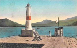 The Narrows Lighthouse Sagamore Dock Lake George New York hand colored postcard - £5.92 GBP