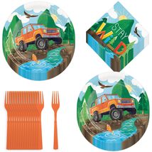 Outdoor Adventure &amp; Explorer Stay Wild Camping Paper Dinner Plates, Lunch Napkin - £13.66 GBP