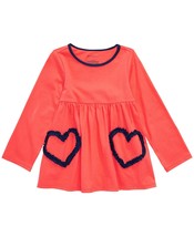 First Impressions Infant Girls Ruched Heart Cotton Tunic,Orange Coral,3-... - $15.60