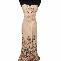Sky Cream Strapless Beaded Medallion Bird Floral Print Maxi Dress Celeb ... - £48.40 GBP