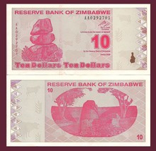 Zimbabwe P94, $10, Chiremba balancing rock / Zimbabwe ruins OVI security $2 CV - £1.42 GBP