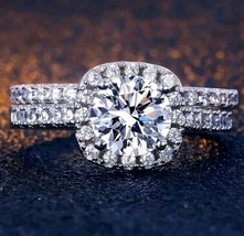 Bridal Set Simulated Moissanite Engagement Ring Solid 2.50 CT Round Cut Size 5 - $39.89