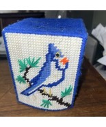 Handmade Knitted Crochet BLUEJAY bird Pattern Tissue Box Cover - $19.99