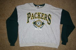 Vintage Green Bay Packers Crew Fleece Shirt Size Mens L / XL Green and Gray NFL - £11.79 GBP