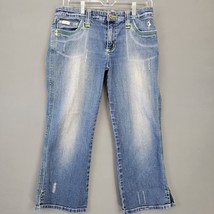 Baby Phat Women Jeans Size 11 Juniors Blue Stretch Cropped Y2K Distressed Denim - £12.23 GBP