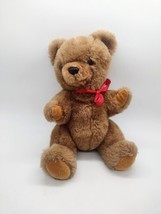 Vintage Mary Meyer Stuffed Teddy Bear Plush Brown Red Bow 8.5 in Cuddle  - £11.64 GBP