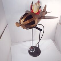 Santa Claus Metal Airplane Kinetic Balance Sculpture plane Christmas dec... - $60.00