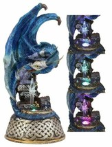 Midnight Armored Dragon On Celtic Knot Pedestal Figurine With LED Crystal Light - £27.67 GBP