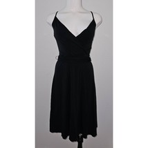 Express Spaghetti Strap Black Dress LBD Size XS Wrap-Front Low Cut READ - $17.77