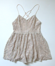 NWT Kimchi Blue Victoria Jumper in Nude Beige Sweetheart Shimmer Lace Romper 10 - £7.04 GBP