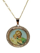 14k gold Plated Saint Joseph  Catholic Medal Necklace Medalla de San Jos... - £11.05 GBP