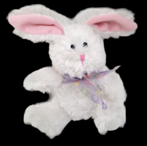 American Greetings Bunny Rabbit Plush Stuffed Animal 8&quot;  White Bow Easter Spring - £11.10 GBP
