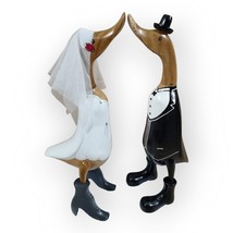 Bridal Couple Wedding Ducks Set Wedding Gift Guest Gift Decoration Wood New - £90.12 GBP