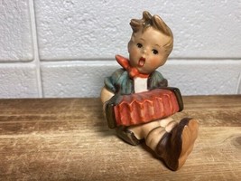 Hummel Goebel Figurine Boy Sitting Holding Playing Accordion West Germany - £8.65 GBP