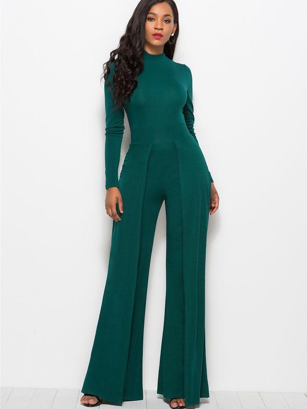 Euro Long Sleeve Wide Leg Fashion Jumpsuit