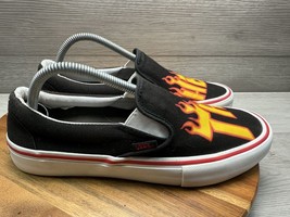 Vans THRASHER Flames Slip-On Skate Shoes Black Red Men US 9 - $32.72