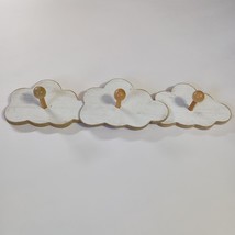 Coat Clothes Rack Cloud Shaped Hanger Wall Decor 3 Pegs White Light Brown - $363.73 MXN