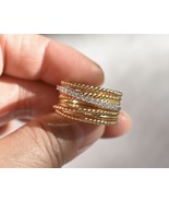David Yurman 18K Yellow Gold Diamond 12mm Cross Over Ring 0.23 Carats Si... - $2,395.00