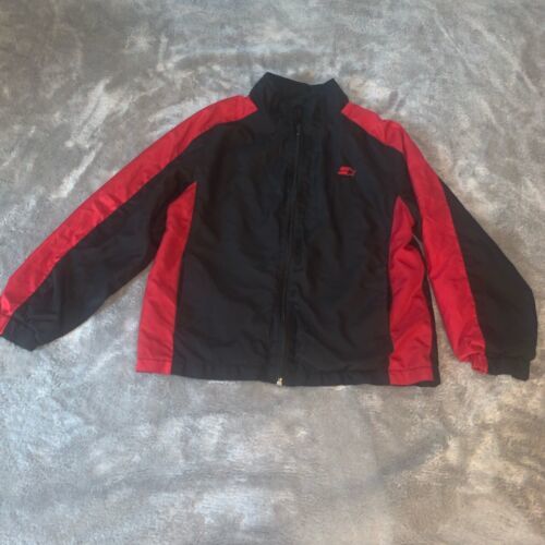 Primary image for Youth Boy's Size Medium 8 Starter Black Red Front Zip Windbreaker Jacket EUC