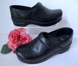 Dansko Professional Women&#39;s Clog Black Tooled Leather Comfort Shoes Sz 39 US 9 - £26.67 GBP