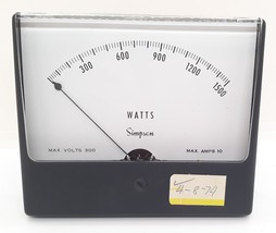 Simpson Panel Meter Model 1379  0-1500 Wattmeter Cat# 11000 Volts 300 Am... - $269.99