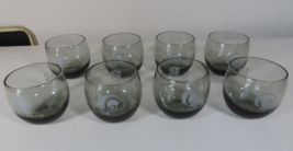 Set of 8 Vintage Los Angeles LA Rams Smoked Glass 3&quot; by MOBIL Whiskey Tu... - $34.62
