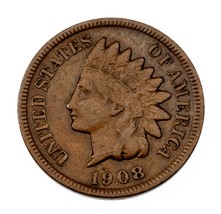 1908-S 1C Indien Cents En Très Bon VG État, Marron Couleur - $131.16