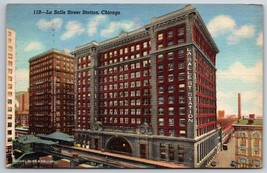 La Salle Street Station Chicago Illinois IL Linen Postcard D15 - $2.92