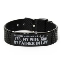 Funny Father-in-Law Black Shark Mesh Bracelet, Success in Marriage = 1 + 1 = 3 ! - £19.54 GBP