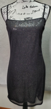 My Michelle Slip Dress Women&#39;s Large Black Glitter Sequin Sleeveless Square Neck - £18.11 GBP