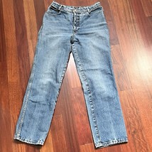 Vintage Calvin Klein Jeans 14 Blue 80s High Waisted Straight Made USA FLAWS - £14.23 GBP