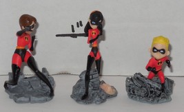 Disney The Incredibles Lot of 3 1&quot; PVC Figures Mrs Incredible violet Dash - £11.35 GBP