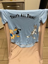 NWT Looney Tunes That’s All Folks! Womens Juniors Shirt Size M All Over ... - $17.82