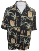 Island Shores Men Hawaiian camp shirt M pit to pit 23 aloha tropical tik... - £13.95 GBP